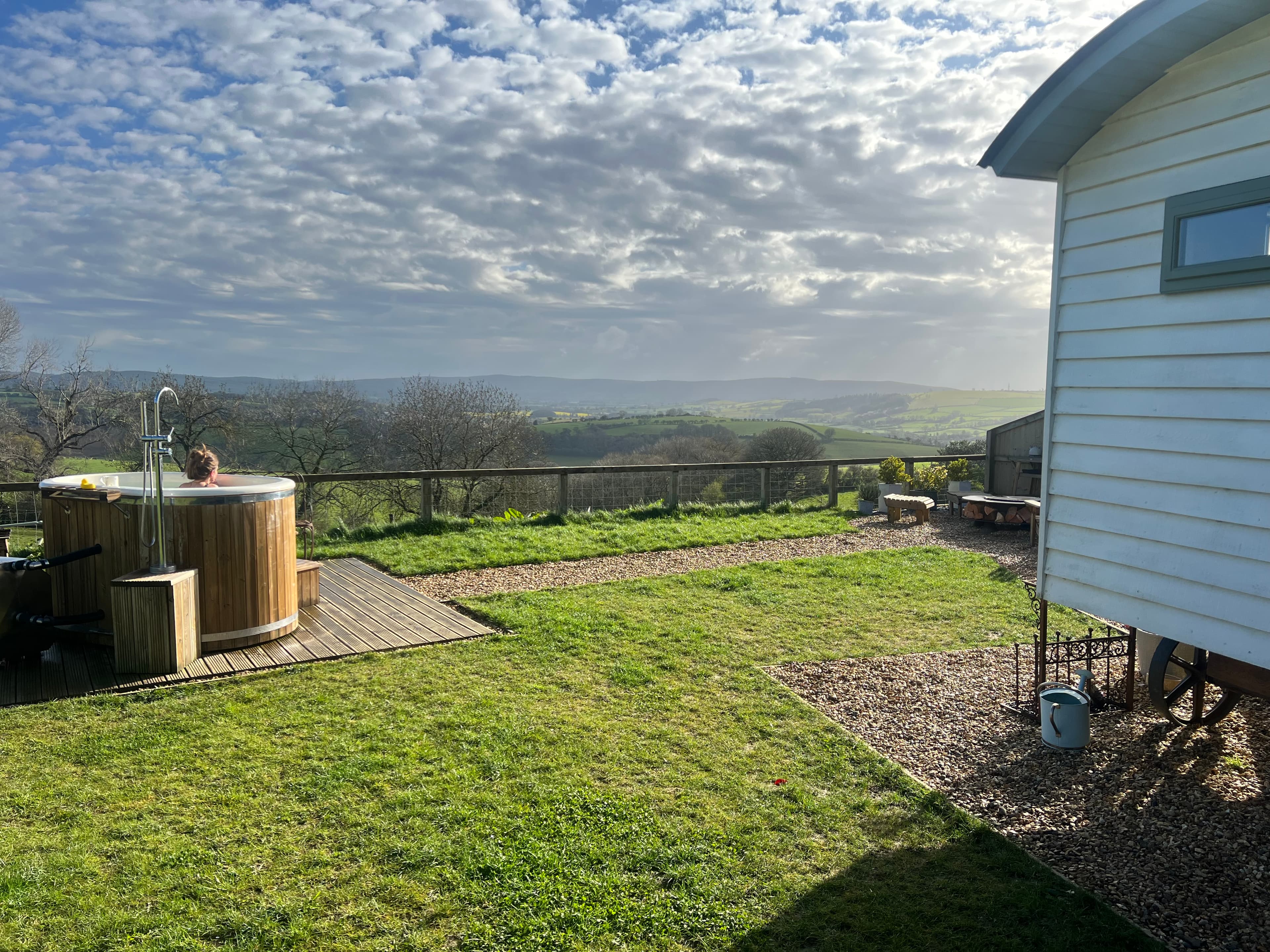 Sunrise hot tub at Shropshire Shepherd's Huts